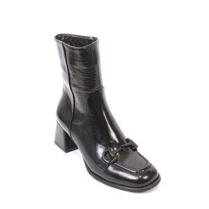 PHIL GATIÈR by REPO 22610 Black Leather Zip Up Ankle Boots